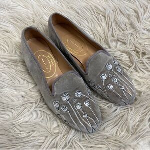 Stubbs & Wootton Midnight Grove Charcoal Velvet Slipper Loafers